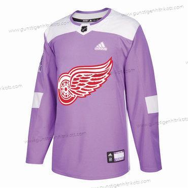 Adidas Herren Detroit Red Wings Personalisiertes Hockey Bekämpft Krebs Praxis Trikots – Lila Rosa