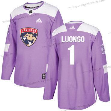 Adidas Herren Florida Panthers #1 Roberto Luongo Authentisch Bekämpft Krebs Strickerei NHL Trikots – Lila