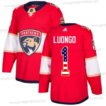 Adidas Herren Florida Panthers #1 Roberto Luongo Heimtrikots Authentisch USA Flag Strickerei NHL Trikots – Rot