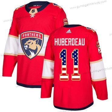 Adidas Herren Florida Panthers #11 Jonathan Huberdeau Heimtrikots Authentisch USA Flag Strickerei NHL Trikots – Rot