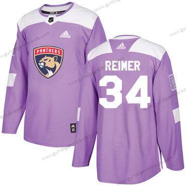 Adidas Herren Florida Panthers #34 James Reimer Authentisch Bekämpft Krebs Strickerei NHL Trikots – Lila