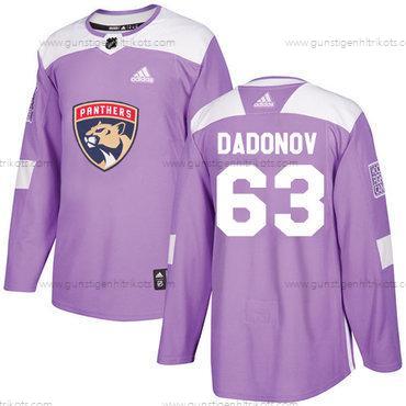 Adidas Herren Florida Panthers #63 Evgenii Dadonov Authentisch Bekämpft Krebs Strickerei NHL Trikots – Lila