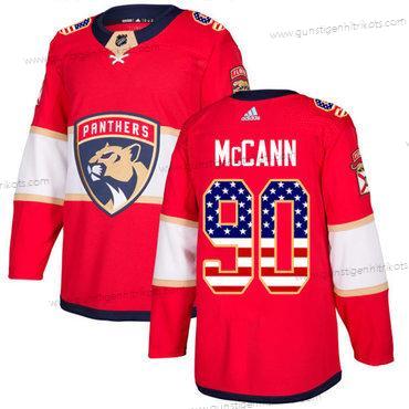 Adidas Herren Florida Panthers #90 Jared Mccann Heimtrikots Authentisch USA Flag Strickerei NHL Trikots – Rot