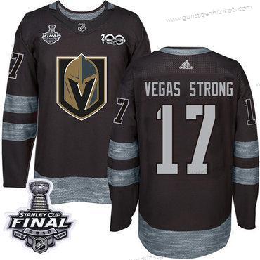 Adidas Herren Golden Knights #17 Vegas Strong 1917-2017 100th Jahrestag 2018 Stanley Cup Final Strickerei NHL Trikots – Schwarz