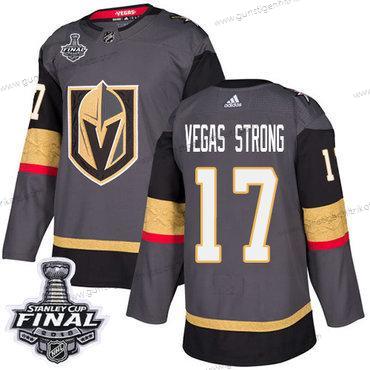 Adidas Herren Golden Knights #17 Vegas Strong Heimtrikots Authentisch 2018 Stanley Cup Final Strickerei NHL Trikots – Grau