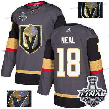 Adidas Herren Golden Knights #18 James Neal Heimtrikots Authentisch 2018 Stanley Cup Final Strickerei NHL Trikots – Grau Gold