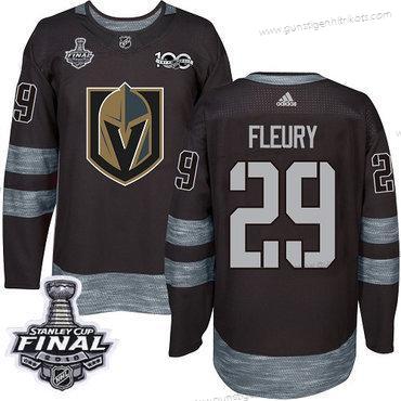 Adidas Herren Golden Knights #29 Marc-Andre Fleury 1917-2017 100th Jahrestag 2018 Stanley Cup Final Strickerei NHL Trikots – Schwarz