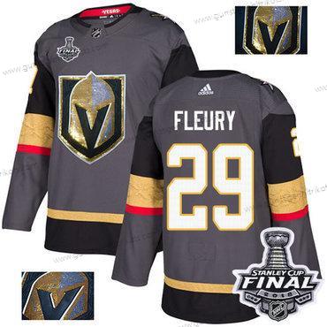 Adidas Herren Golden Knights #29 Marc-Andre Fleury Heimtrikots Authentisch 2018 Stanley Cup Final Strickerei NHL Trikots – Grau Gold