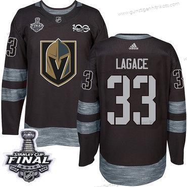 Adidas Herren Golden Knights #33 Maxime Lagace 1917-2017 100th Jahrestag 2018 Stanley Cup Final Strickerei NHL Trikots – Schwarz