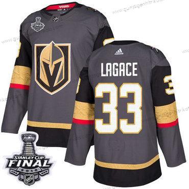 Adidas Herren Golden Knights #33 Maxime Lagace Heimtrikots Authentisch 2018 Stanley Cup Final Strickerei NHL Trikots – Grau