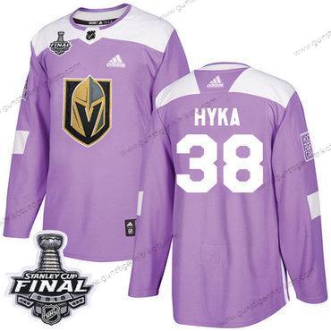 Adidas Herren Golden Knights #38 Tomas Hyka Authentisch Bekämpft Krebs 2018 Stanley Cup Final Strickerei NHL Trikots – Lila