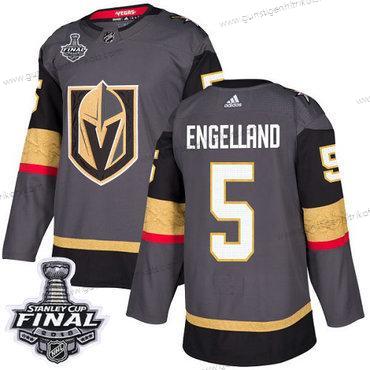 Adidas Herren Golden Knights #5 Deryk Engelland Heimtrikots Authentisch 2018 Stanley Cup Final Strickerei NHL Trikots – Grau