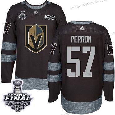 Adidas Herren Golden Knights #57 David Perron 1917-2017 100th Jahrestag 2018 Stanley Cup Final Strickerei NHL Trikots – Schwarz