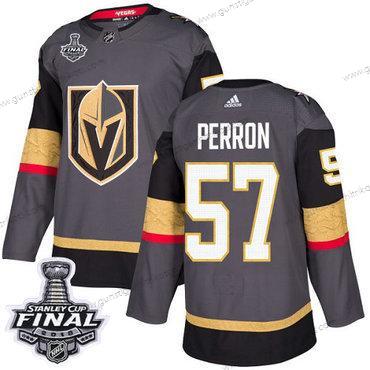 Adidas Herren Golden Knights #57 David Perron Heimtrikots Authentisch 2018 Stanley Cup Final Strickerei NHL Trikots – Grau