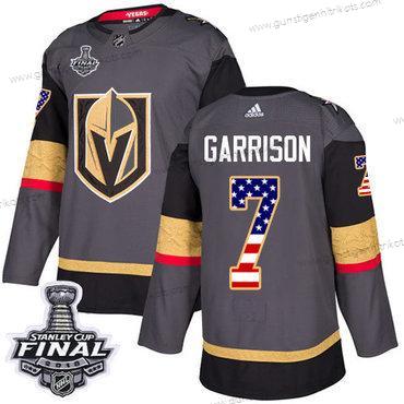 Adidas Herren Golden Knights #7 Jason Garrison Heimtrikots Authentisch USA Flag 2018 Stanley Cup Final Strickerei NHL Trikots – Grau