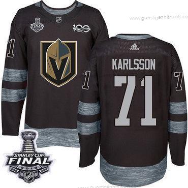 Adidas Herren Golden Knights #71 William Karlsson 1917-2017 100th Jahrestag 2018 Stanley Cup Final Strickerei NHL Trikots – Schwarz