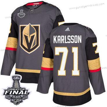 Adidas Herren Golden Knights #71 William Karlsson Heimtrikots Authentisch 2018 Stanley Cup Final Strickerei NHL Trikots – Grau