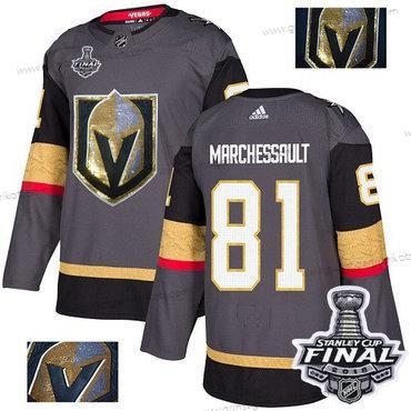 Adidas Herren Golden Knights #81 Jonathan Marchessault Heimtrikots Authentisch 2018 Stanley Cup Final Strickerei NHL Trikots – Grau Gold