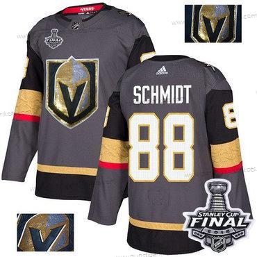 Adidas Herren Golden Knights #88 Nate Schmidt Heimtrikots Authentisch 2018 Stanley Cup Final Strickerei NHL Trikots – Grau Gold