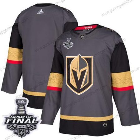 Adidas Herren Golden Knights Leer Heimtrikots Authentisch 2018 Stanley Cup Final Strickerei NHL Trikots – Grau