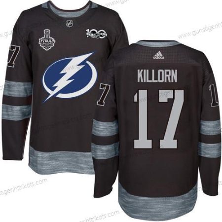 Adidas Herren Lightning #17 Alex Killorn 1917-2017 100th Jahrestag 2020 Stanley Cup Final Strickerei NHL Trikots – Schwarz