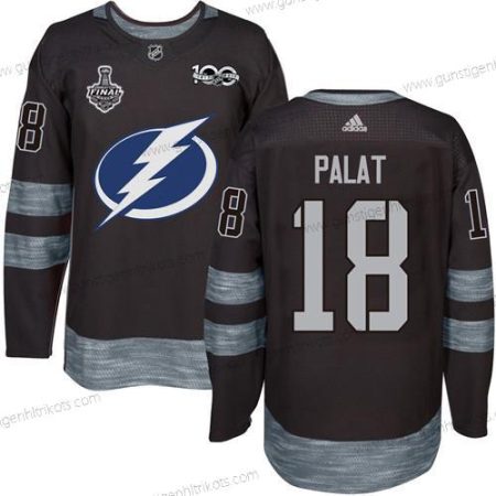 Adidas Herren Lightning #18 Ondrej Palat 1917-2017 100th Jahrestag 2020 Stanley Cup Final Strickerei NHL Trikots – Schwarz