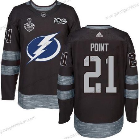 Adidas Herren Lightning #21 Brayden Point 1917-2017 100th Jahrestag 2020 Stanley Cup Final Strickerei NHL Trikots – Schwarz