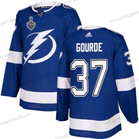 Adidas Herren Lightning #37 Yanni Gourde Heimtrikots Authentisch 2020 Stanley Cup Final Strickerei NHL Trikots – Blau