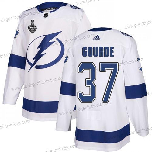 Adidas Herren Lightning #37 Yanni Gourde Road Authentisch 2020 Stanley Cup Final Strickerei NHL Trikots – Weiß