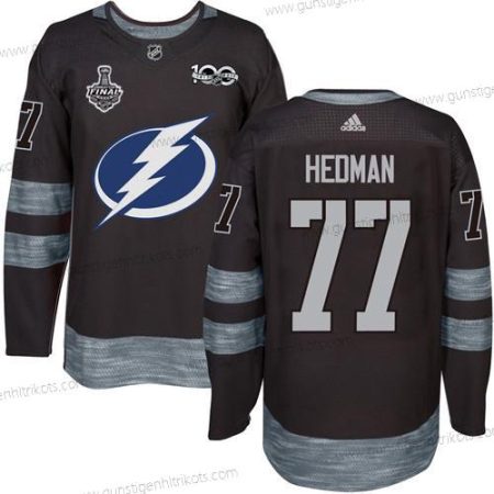 Adidas Herren Lightning #77 Victor Hedman 1917-2017 100th Jahrestag 2020 Stanley Cup Final Strickerei NHL Trikots – Schwarz