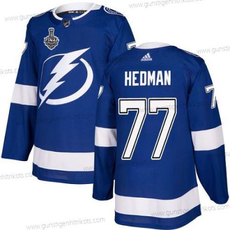 Adidas Herren Lightning #77 Victor Hedman Heimtrikots Authentisch 2020 Stanley Cup Final Strickerei NHL Trikots – Blau