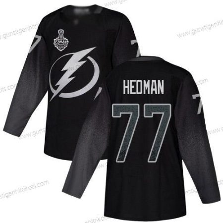 Adidas Herren Lightning #77 Victor Hedman ersatzweise Authentisch 2020 Stanley Cup Final Strickerei NHL Trikots – Schwarz