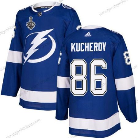 Adidas Herren Lightning #86 Nikita Kucherov Heimtrikots Authentisch 2020 Stanley Cup Final Strickerei NHL Trikots – Blau