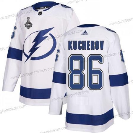 Adidas Herren Lightning #86 Nikita Kucherov Road Authentisch 2020 Stanley Cup Final Strickerei NHL Trikots – Weiß