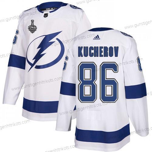 Adidas Herren Lightning #86 Nikita Kucherov Road Authentisch 2020 Stanley Cup Final Strickerei NHL Trikots – Weiß