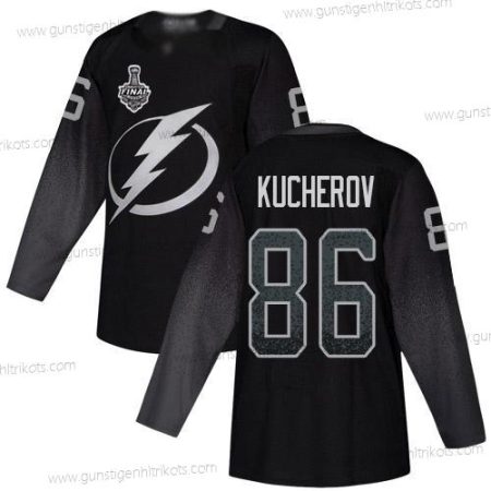 Adidas Herren Lightning #86 Nikita Kucherov ersatzweise Authentisch 2020 Stanley Cup Final Strickerei NHL Trikots – Schwarz