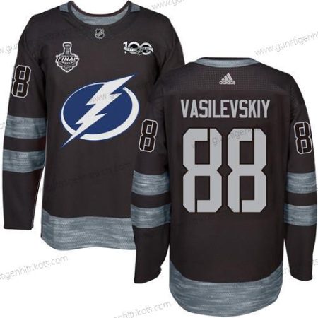 Adidas Herren Lightning #88 Andrei Vasilevskiy 1917-2017 100th Jahrestag 2020 Stanley Cup Final Strickerei NHL Trikots – Schwarz