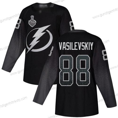 Adidas Herren Lightning #88 Andrei Vasilevskiy ersatzweise Authentisch 2020 Stanley Cup Final Strickerei NHL Trikots – Schwarz