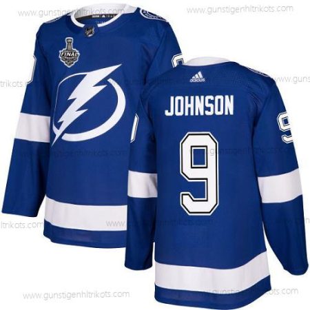 Adidas Herren Lightning #9 Tyler Johnson Heimtrikots Authentisch 2020 Stanley Cup Final Strickerei NHL Trikots – Blau