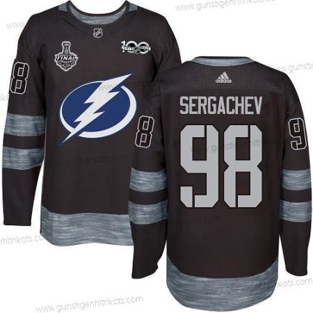 Adidas Herren Lightning #98 Mikhail Sergachev 1917-2017 100th Jahrestag 2020 Stanley Cup Final Strickerei NHL Trikots – Schwarz