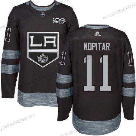 Adidas Herren Los Angeles Kings #11 Anze Kopitar 1917-2017 100th Jahrestag Strickerei NHL Trikots – Schwarz