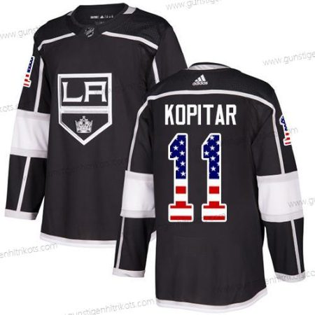 Adidas Herren Los Angeles Kings #11 Anze Kopitar Heimtrikots Authentisch USA Flag Strickerei NHL Trikots – Schwarz