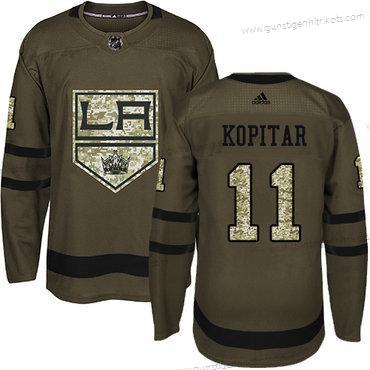 Adidas Herren Los Angeles Kings #11 Anze Kopitar Salute to Service Strickerei NHL Trikots – Grün