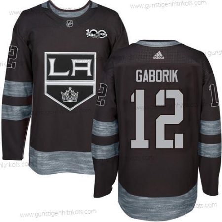 Adidas Herren Los Angeles Kings #12 Marian Gaborik 1917-2017 100th Jahrestag Strickerei NHL Trikots – Schwarz