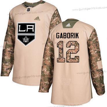 Adidas Herren Los Angeles Kings #12 Marian Gaborik Authentisch 2017 Veterans Day Strickerei NHL Trikots – Tarnfarbe