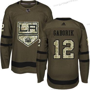 Adidas Herren Los Angeles Kings #12 Marian Gaborik Salute to Service Strickerei NHL Trikots – Grün