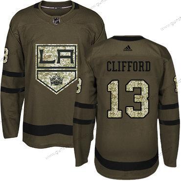 Adidas Herren Los Angeles Kings #13 Kyle Clifford Salute to Service Strickerei NHL Trikots – Grün