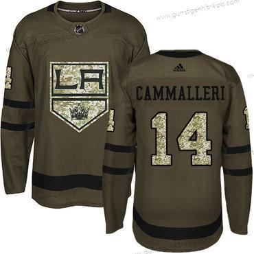 Adidas Herren Los Angeles Kings #14 Mike Cammalleri Salute to Service Strickerei NHL Trikots – Grün