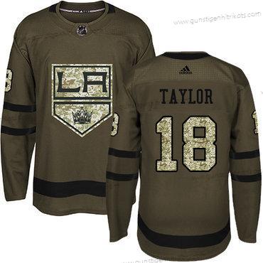 Adidas Herren Los Angeles Kings #18 Dave Taylor Salute to Service Strickerei NHL Trikots – Grün