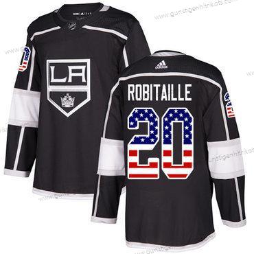 Adidas Herren Los Angeles Kings #20 Luc Robitaille Heimtrikots Authentisch USA Flag Strickerei NHL Trikots – Schwarz